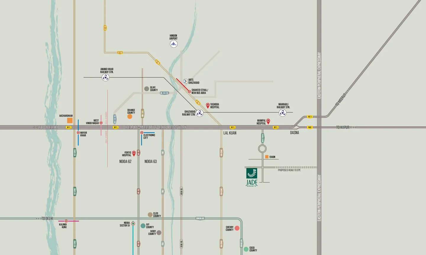 Jade County Location Map, Wave City Ghaziabad