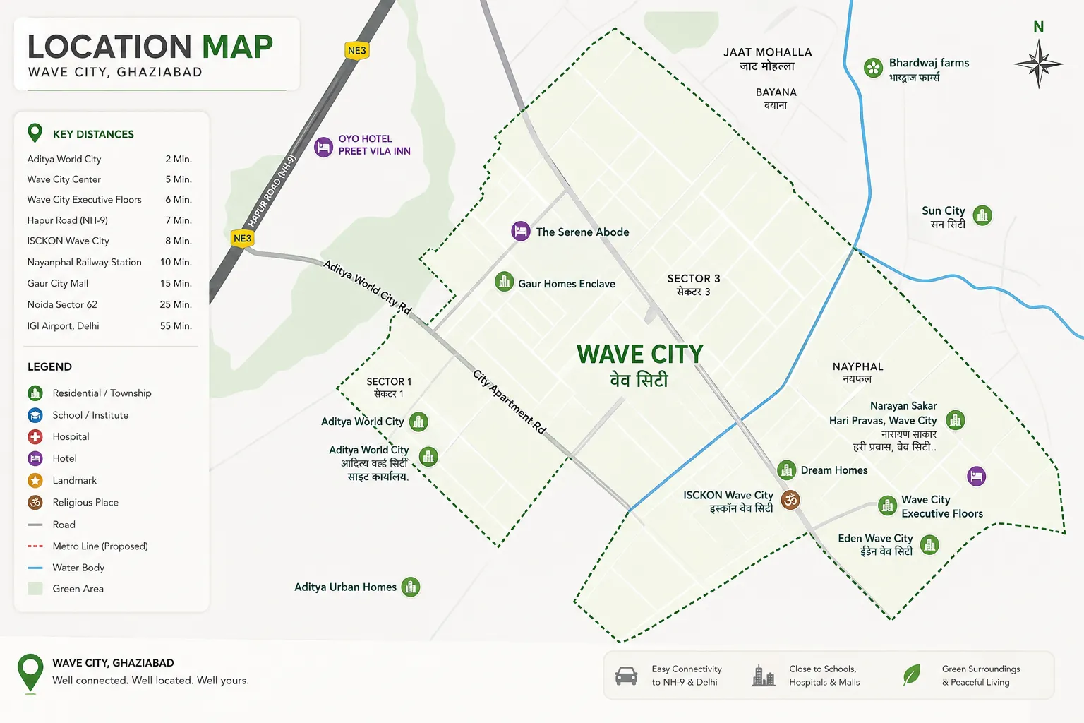 Wave City Plots Location Map, Wave City Ghaziabad