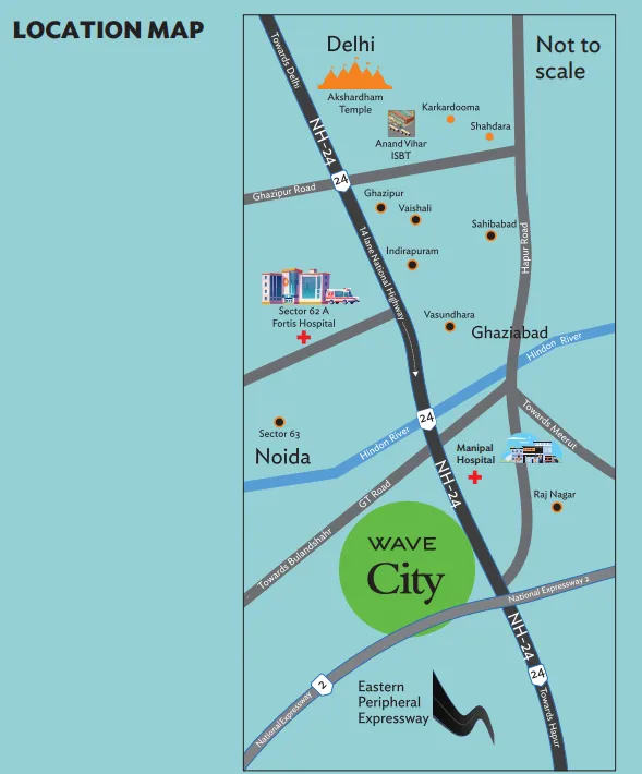 Wave Eligo Location Map, Wave City Ghaziabad